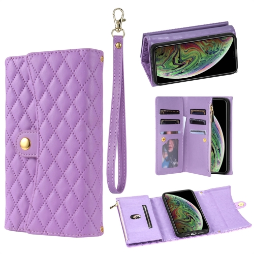 For iPhone XS Max Zipper Multi-Card Wallet Rhombic Leather Phone Case(Purple)
For iPhone XS Max Zipper Multi-Card Wallet Rhombic Leather Phone Case(Purple)