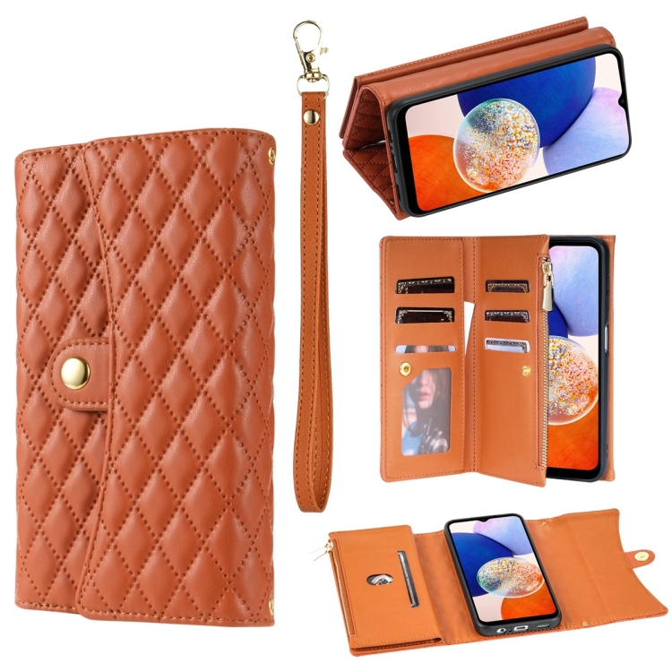 For Samsung Galaxy A55 Zipper Multi-Card Wallet Rhombic Leather Phone Case(Brown)
For Samsung Galaxy A55 Zipper Multi-Card Wallet Rhombic Leather Phone Case(Brown)
