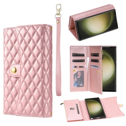 For Samsung Galaxy S22 Ultra 5G Zipper Multi-Card Wallet Rhombic Leather Phone Case(Rose Gold)
For Samsung Galaxy S22 Ultra 5G Zipper Multi-Card Wallet Rhombic Leather Phone Case(Rose Gold)