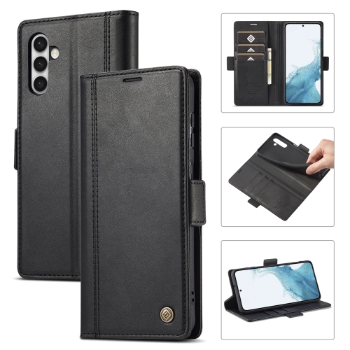 

For Samsung Galaxy S23 FE LC.IMEEKE Skin-friendly Card Slots Leather Phone Case(Black)