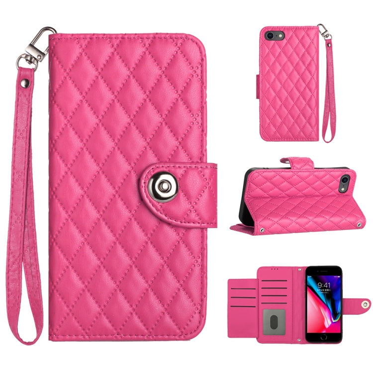 For iPhone SE 2022 / 2020 / 8 / 7 Rhombic Texture Flip Leather Phone Case with Lanyard(Rose Red)
For iPhone SE 2022 / 2020 / 8 / 7 Rhombic Texture Flip Leather Phone Case with Lanyard(Rose Red)