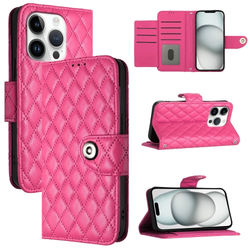 For iPhone 16 Pro Rhombic Texture Flip Leather Phone Case with Lanyard(Rose Red)
For iPhone 16 Pro Rhombic Texture Flip Leather Phone Case with Lanyard(Rose Red)