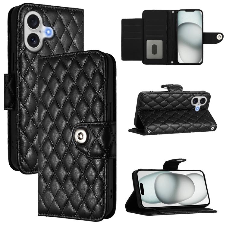 For iPhone 17 Rhombic Texture Flip Leather Phone Case with Lanyard(Black)
For iPhone 17 Rhombic Texture Flip Leather Phone Case with Lanyard(Black)