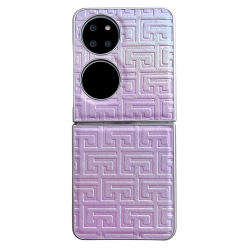 

For Huawei Pocket 2 Pearlescent Paint Gradient Geometric Leather Phone Case(Purple)