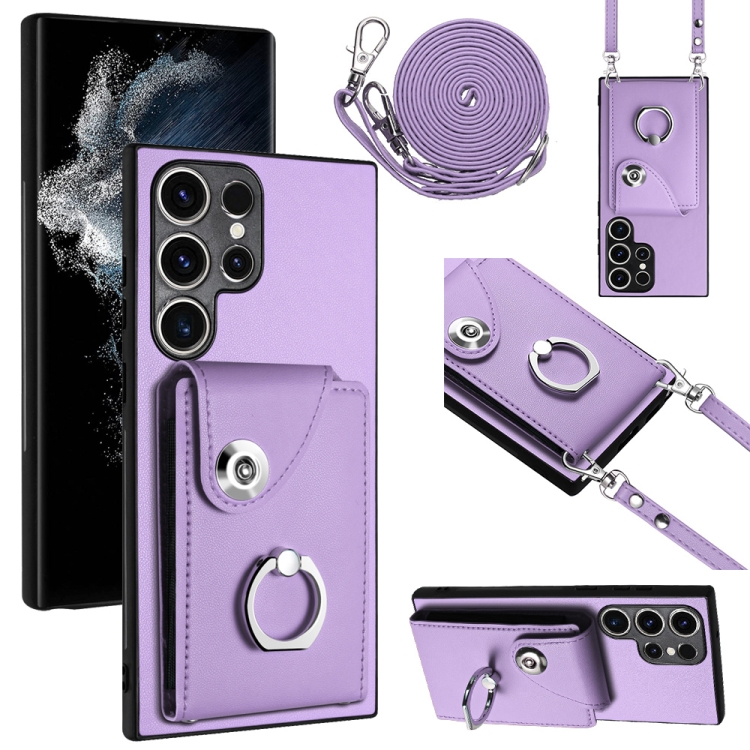 For Samsung Galaxy S23 Ultra 5G Organ Card Bag Ring Holder Phone Case with Long Lanyard(Purple)
For Samsung Galaxy S23 Ultra 5G Organ Card Bag Ring Holder Phone Case with Long Lanyard(Purple)