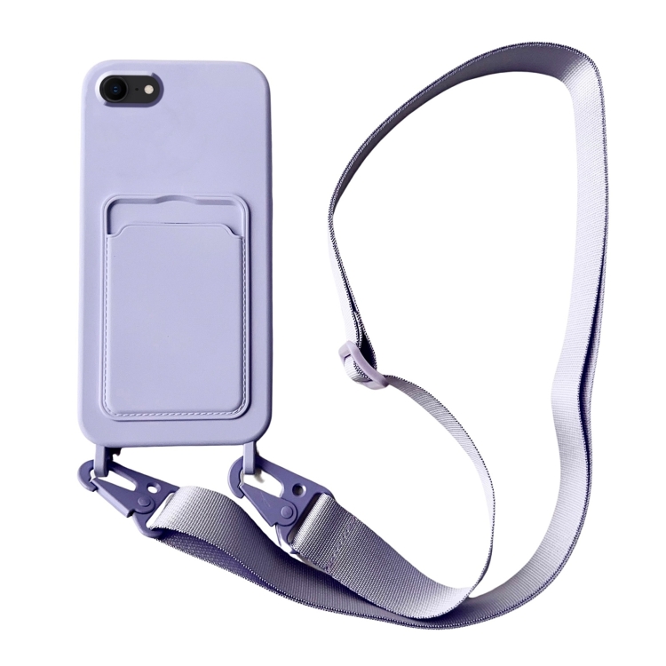 For iPhone SE 2022 / 2020 Card Slot Liquid Silicone Phone Case with Lanyard(Light Purple)
For iPhone SE 2022 / 2020 Card Slot Liquid Silicone Phone Case with Lanyard(Light Purple)
