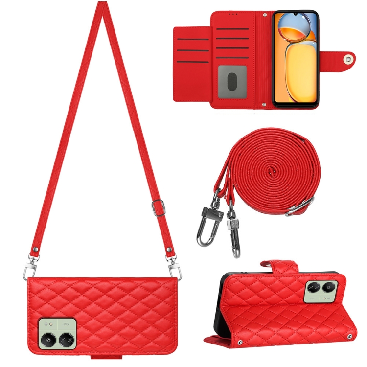 For Xiaomi Redmi 13C 4G Rhombic Texture Flip Leather Phone Case with Long Lanyard(Red)
For Xiaomi Redmi 13C 4G Rhombic Texture Flip Leather Phone Case with Long Lanyard(Red)