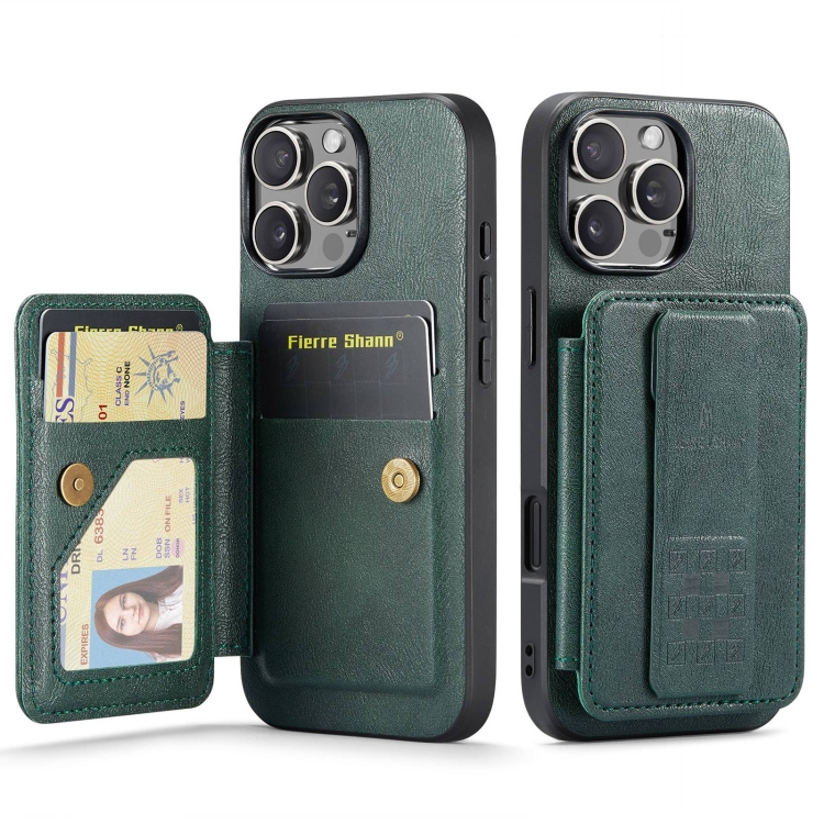For iPhone 16 Pro Fierre Shann Oil Wax Cow Leather Card Holder Back Phone Case(Green) 
For iPhone 16 Pro Fierre Shann Oil Wax Cow Leather Card Holder Back Phone Case(Green)