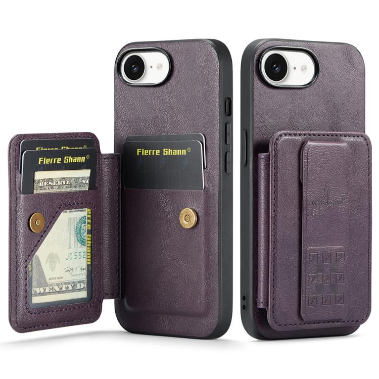 For iPhone 16e Fierre Shann Oil Wax Cow Leather Card Holder Back Phone Case(Purple) 
For iPhone 16e Fierre Shann Oil Wax Cow Leather Card Holder Back Phone Case(Purple)