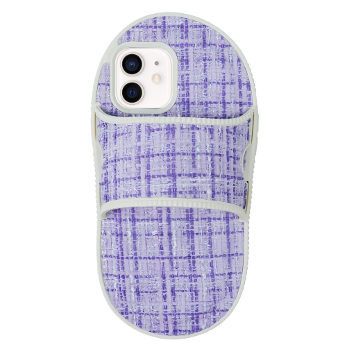 

For iPhone 12 Creative Flannel Slipper Design TPU Phone Case(Purple)