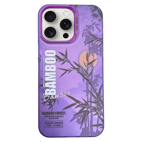 

For iPhone 14 Pro Creative Oil Painting Colorful Sunset Scenery TPU + PC Shockproof Phone Case(Purple Bamboo)