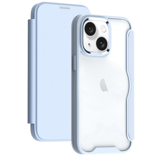 

For iPhone 14 Plus RFID Blocking Adsorption Flip Leather Phone Case(Light Blue)