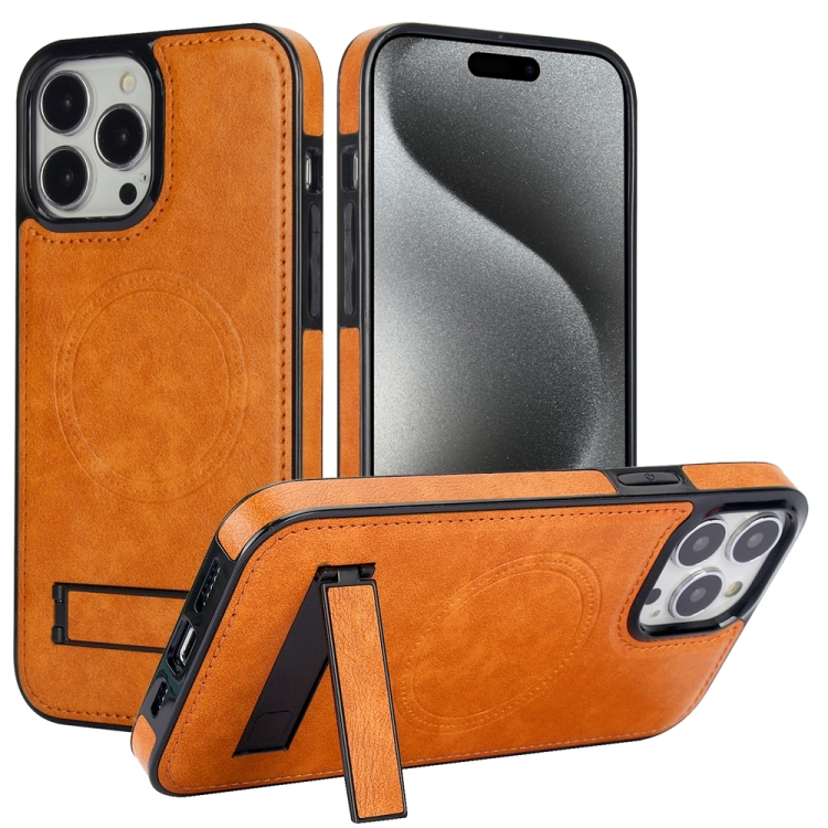 For iPhone 15 Pro Max Retro Leather Invisible Stand MagSafe Phone Case(Yellow)
For iPhone 15 Pro Max Retro Leather Invisible Stand MagSafe Phone Case(Yellow)