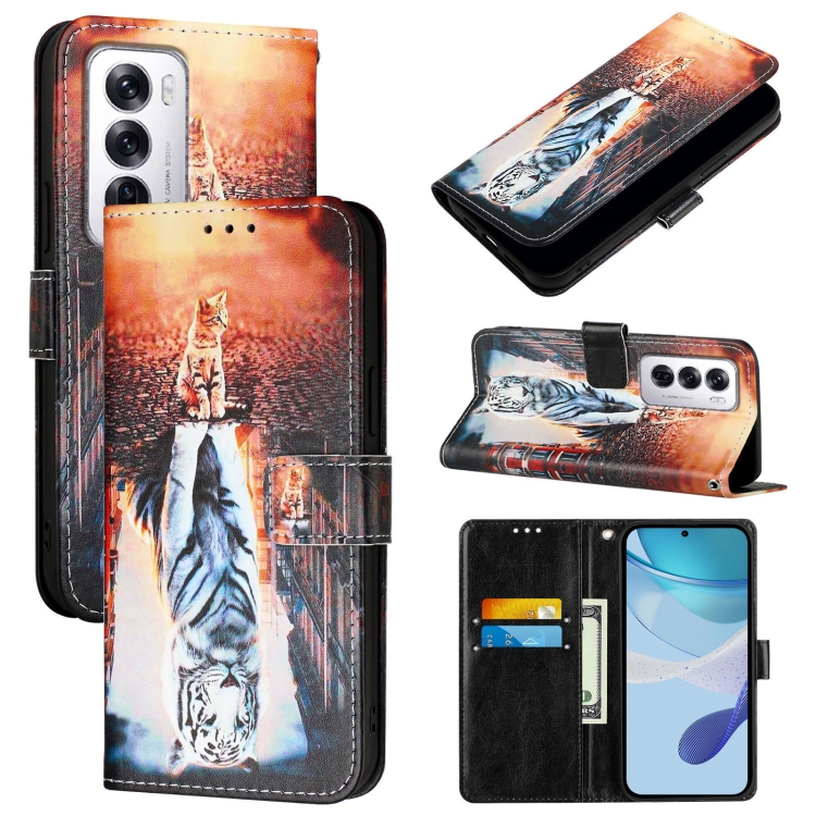 For OPPO Reno12 Global Colored Drawing Pattern Plain Weave Leather Phone Case(Cats And Tigers)
For OPPO Reno12 Global Colored Drawing Pattern Plain Weave Leather Phone Case(Cats And Tigers)