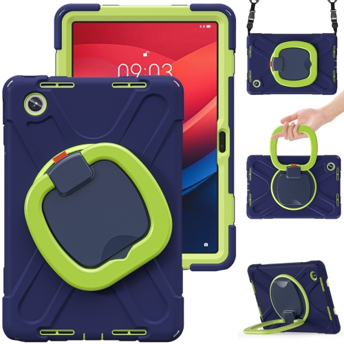 

For Lenovo Tab M11 /Xiaomi Pad 11 2024 Silicone Hybrid PC Tablet Case with Holder & Shoulder Strap(Navy Blue Olivine)