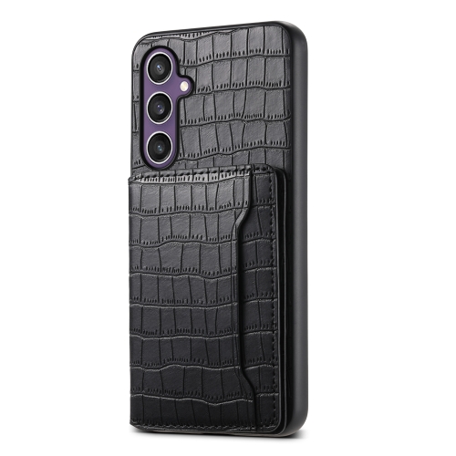 

For Samsung Galaxy S24+ 5G Crocodile Texture Card Bag Design Full Coverage Phone Case(Black)