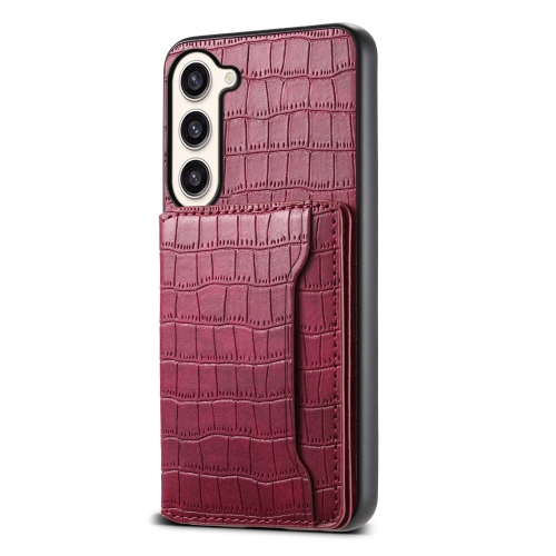 

For Samsung Galaxy S23+ 5G Crocodile Texture Card Bag Design Full Coverage Phone Case(Red)