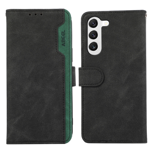 

For Samsung Galaxy S22 5G ABEEL Color Block Magnetic RFID Leather Phone Case(Black-Green)