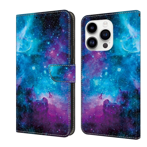 

For iPhone 15 Pro Crystal Painted Leather Phone case(Starry Sky)
