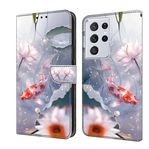 

For Samsung Galaxy S21 Ultra 5G Crystal Painted Leather Phone case(Koi)