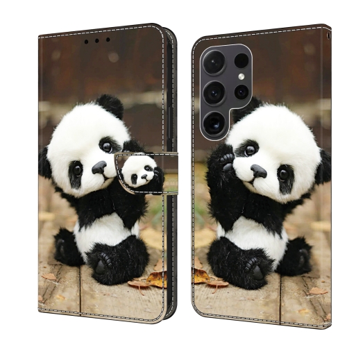 

For Samsung Galaxy S22 Ultra 5G Crystal Painted Leather Phone case(Panda)