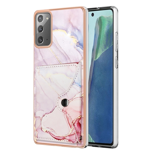 

For Samsung Galaxy Note20 Marble Pattern IMD Card Slot Phone Case(Rose Gold)
