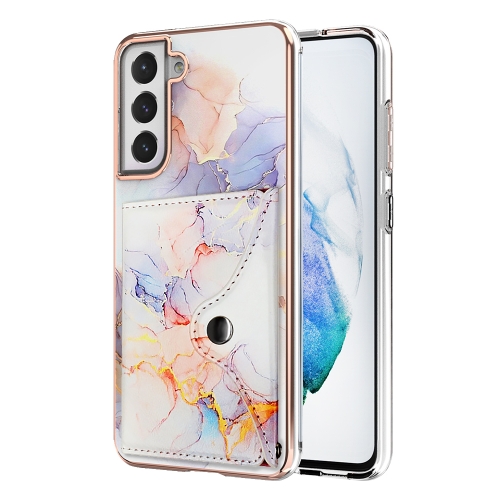 

For Samsung Galaxy S21+ 5G Marble Pattern IMD Card Slot Phone Case(Galaxy Marble White)