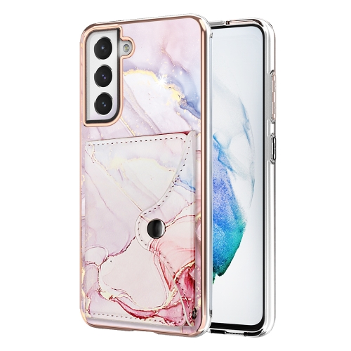 

For Samsung Galaxy S21+ 5G Marble Pattern IMD Card Slot Phone Case(Rose Gold)