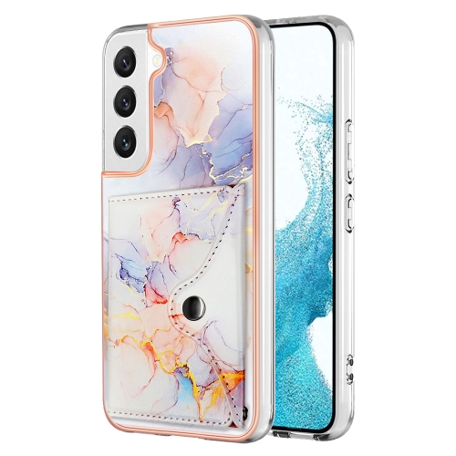 

For Samsung Galaxy S22+ 5G Marble Pattern IMD Card Slot Phone Case(Galaxy Marble White)