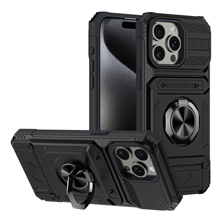 For iPhone 15 Pro TPU+PC Shockproof Card Phone Case with Metal Ring Holder(Black)
For iPhone 15 Pro TPU+PC Shockproof Card Phone Case with Metal Ring Holder(Black)