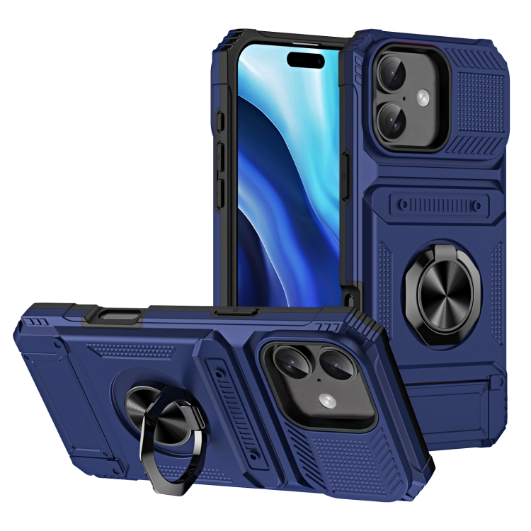 For iPhone 16 TPU+PC Shockproof Card Phone Case with Metal Ring Holder(Blue)
For iPhone 16 TPU+PC Shockproof Card Phone Case with Metal Ring Holder(Blue)