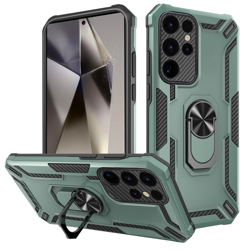 

For Samsung Galaxy S24 Ultra 5G Warship Armor 2 in 1 Shockproof Phone Case(Dark Green)
