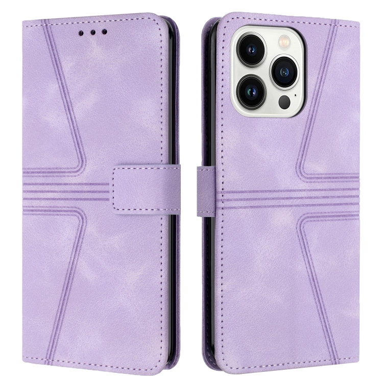 For iPhone 15 Pro Max Triangle Solid Color Leather Phone Case(Purple) 
For iPhone 15 Pro Max Triangle Solid Color Leather Phone Case(Purple)
