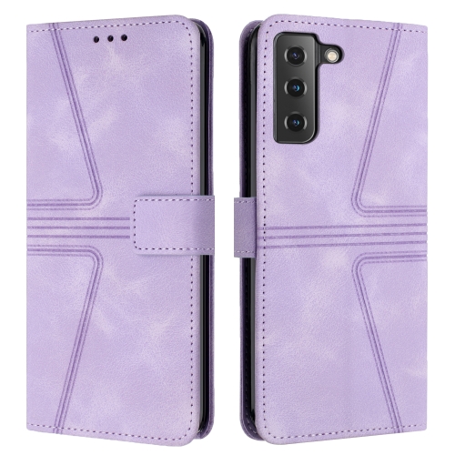 

For Samsung Galaxy S22+ 5G Triangle Solid Color Leather Phone Case(Purple)