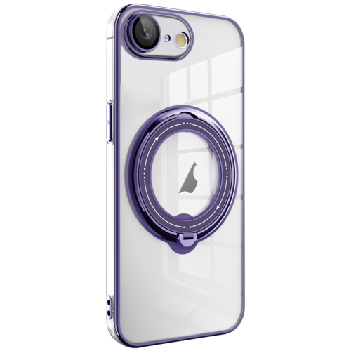 

For iPhone SE 2022 / 2020 / 8 / 7 Electroplating MagSafe 360 Degree Rotation Holder Shockproof Phone Case(Dark Purple)