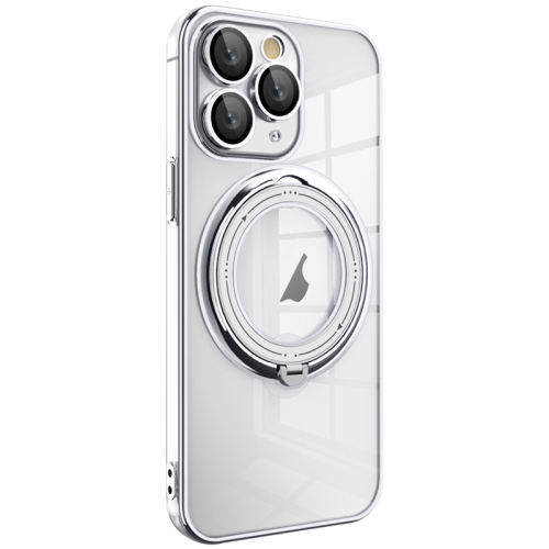 

For iPhone 11 Pro Electroplating MagSafe 360 Degree Rotation Holder Shockproof Phone Case(Silver)