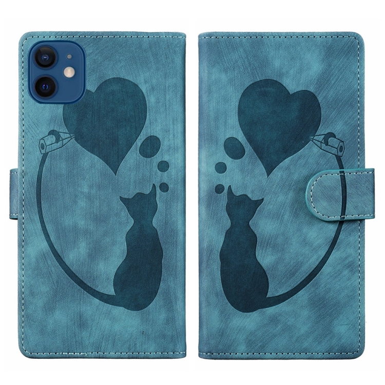 For iPhone 12 Pen Heart Cat Embossed Leather Phone Case(Blue)
For iPhone 12 Pen Heart Cat Embossed Leather Phone Case(Blue)
