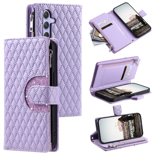 For Samsung Galaxy S24+ 5G Glitter Lattice Zipper Wallet Leather Phone Case(Purple)
For Samsung Galaxy S24+ 5G Glitter Lattice Zipper Wallet Leather Phone Case(Purple)