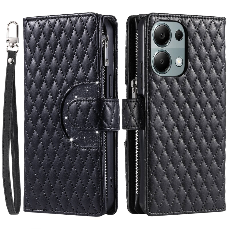 For Xiaomi Redmi Note 13 Pro 4G Global Glitter Lattice Zipper Wallet Leather Phone Case(Black)
For Xiaomi Redmi Note 13 Pro 4G Global Glitter Lattice Zipper Wallet Leather Phone Case(Black)
