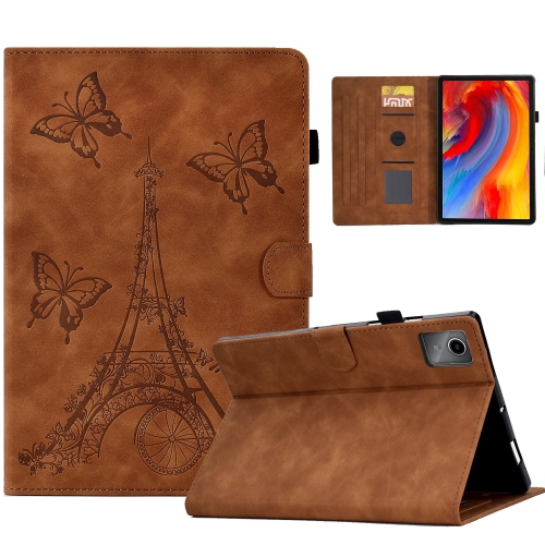

For Lenovo Tab M11 / Xiaoxin Pad 11 2024 Tower Embossed Leather Smart Tablet Case(Brown)