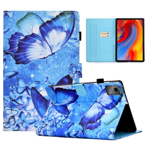 

For Lenovo Tab M11 / Xiaoxin Pad 11 2024 Colored Drawing Sewing Pen Slot Leather Tablet Case(Butterflies)