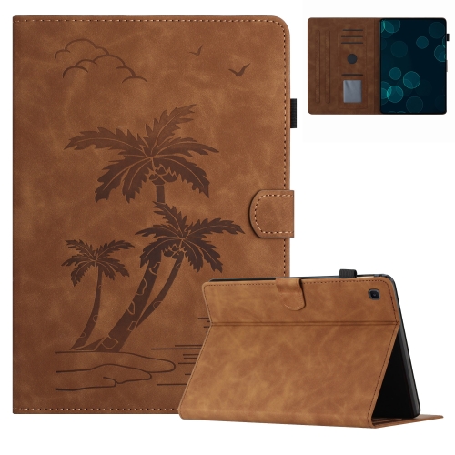 

For Samsung Galaxy Tab A7 Lite 8.7 T220/T225 Coconut Tree Embossed Leather Tablet Case(Brown)