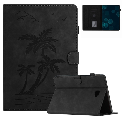 

For Samsung Galaxy Tab A 10.1 T580/T585 Coconut Tree Embossed Smart Leather Tablet Case(Black)