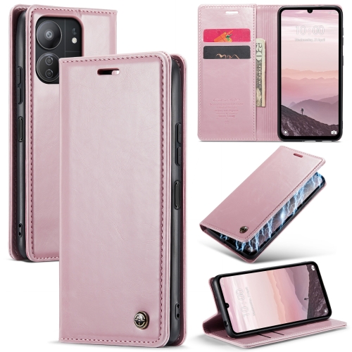 

For Xiaomi Redmi 13C CaseMe 003 Crazy Horse Texture Flip Leather Phone Case(Pink)