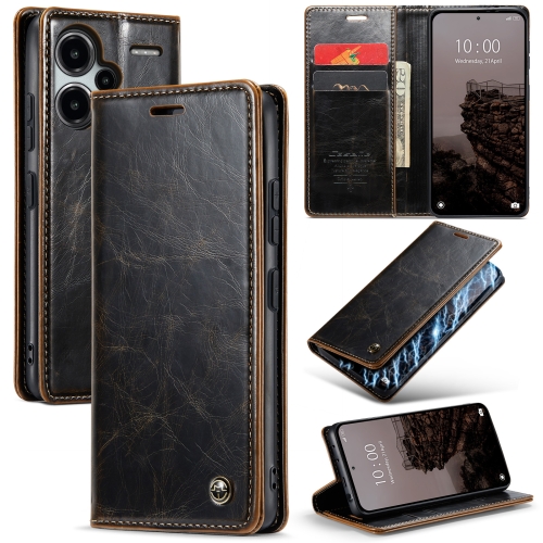 

For Xiaomi Redmi Note 13 Pro+ 5G CaseMe 003 Crazy Horse Texture Flip Leather Phone Case(Coffee)