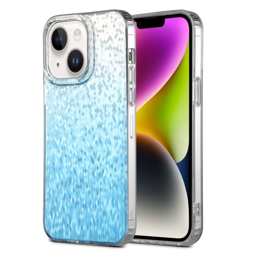 

For iPhone 14 Dynamic Colorful Rhombus Diamond Series PC + TPU Phone Case(Blue)