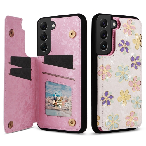 

For Samsung Galaxy S22+ 5G Printed Double Buckle RFID Anti-theft Phone Case(Blossoming Flowers)