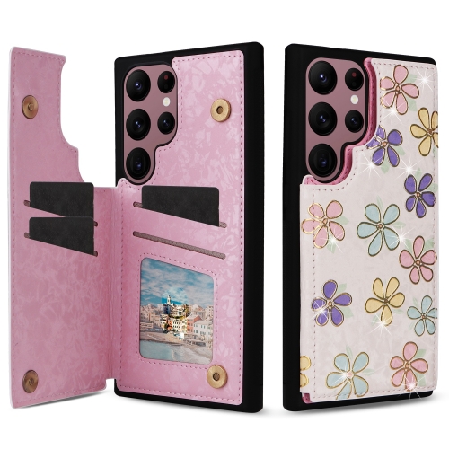 

For Samsung Galaxy S22 Ultra 5G Printed Double Buckle RFID Anti-theft Phone Case(Blossoming Flowers)