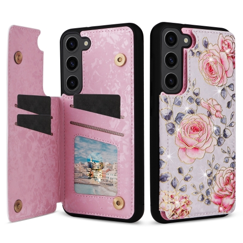 

For Samsung Galaxy S23+ 5G Printed Double Buckle RFID Anti-theft Phone Case(Pastoral Rose)