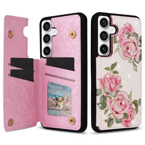 

For Samsung Galaxy S23 FE 5G Printed Double Buckle RFID Anti-theft Phone Case(Rose)
